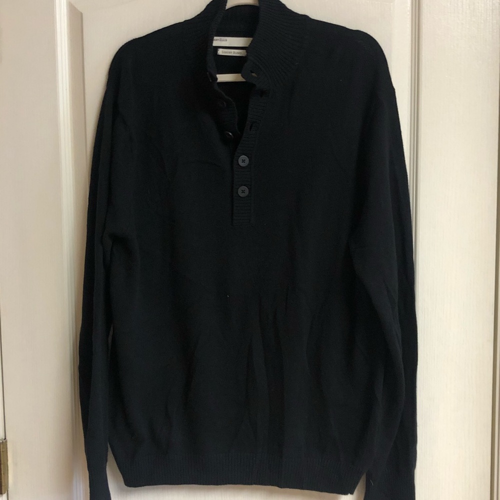 BLACK PERRY ELLIS BUTTON UP PULLOVER SIZE LARGE